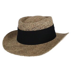 CTM Unisex Straw Gambler Hat with Hatband